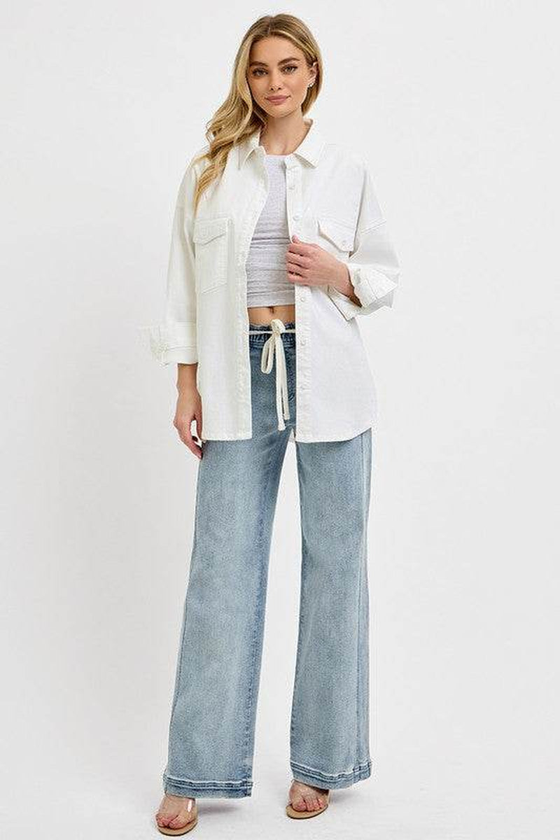 RISEN Full Size Straight Leg Jeans with Pockets plus Size