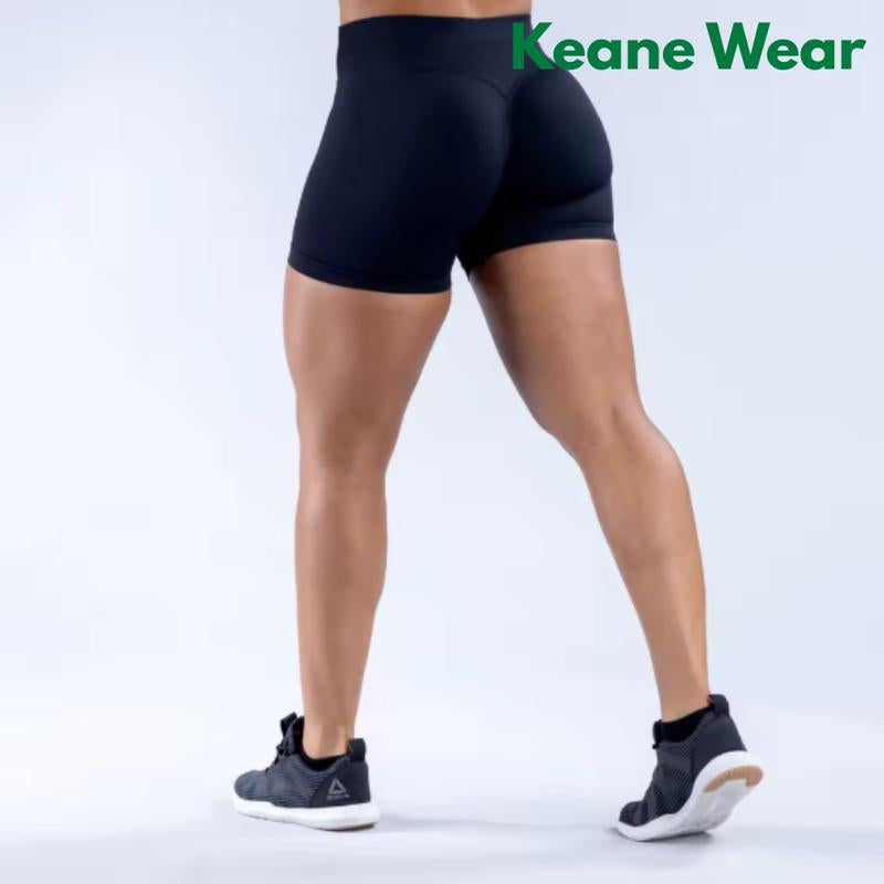 Keane Wear Impact Shorts - Women'S High Waisted Workout & Gym Shorts in Black, 90% Nylon 10% Elastane, Versatile for Workouts & Casual Wear, Plain Design