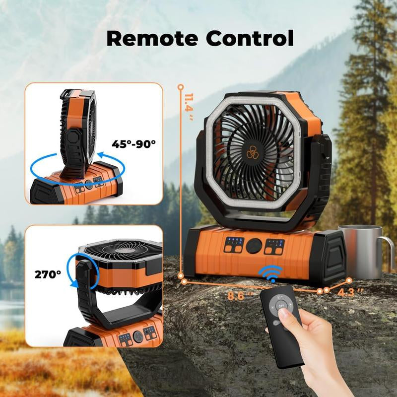 20000Mah Portable LED Camping Fan and Light with Remote Control - USB Charging, Long Battery Life, Adjustable Hanging Design, Suitable for Outdoor Camping, Fishing, and Hiking, Camping Accessories,Ventilador Recargable