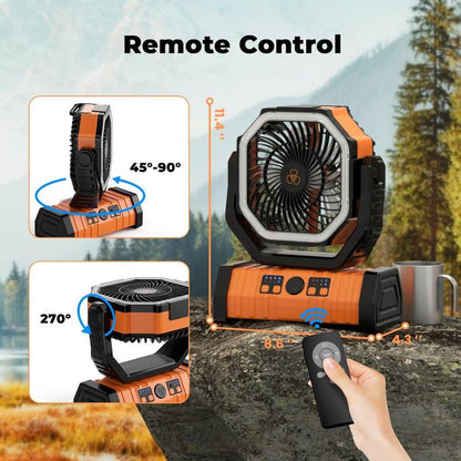 20000Mah Portable LED Camping Fan and Light with Remote Control - USB Charging, Long Battery Life, Adjustable Hanging Design, Suitable for Outdoor Camping, Fishing, and Hiking, Camping Accessories,Ventilador Recargable