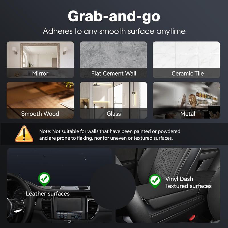 360 Magnetic Phone Holder Car, Foldable and Retractable Hands-Free Suction Cup Phone Mount for Car/Gym/Mirror/Smooth Surface, Compatible with Iphone 15/16/17 Promax