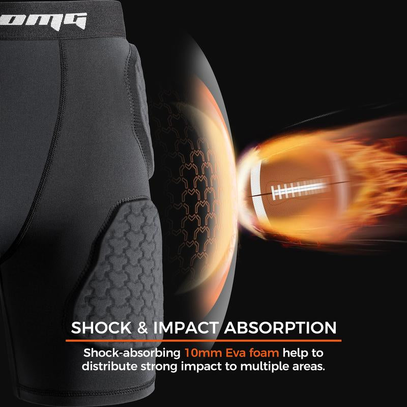 COOLOMG 5-Pad Youth Boys Football Girdle Padded Compression Shorts with Integrated Hip, Tailbone, Thigh Pads Girdles Impact Protection Protective