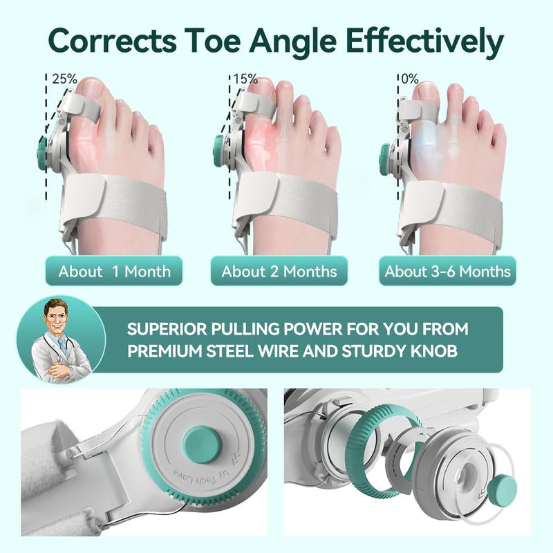 Upgrade Bunion Corrector Sleeve – Adjustable Steel Cable Toe Splint Tool for Big Toe Alignment, Pain Relief & Hammer Toe Support | 1 Pcs Medical Accessories Healthcare Pad, Braces with Anti-Slip Heel Strap, Fits Left/Right Foot, All-Day Comfort