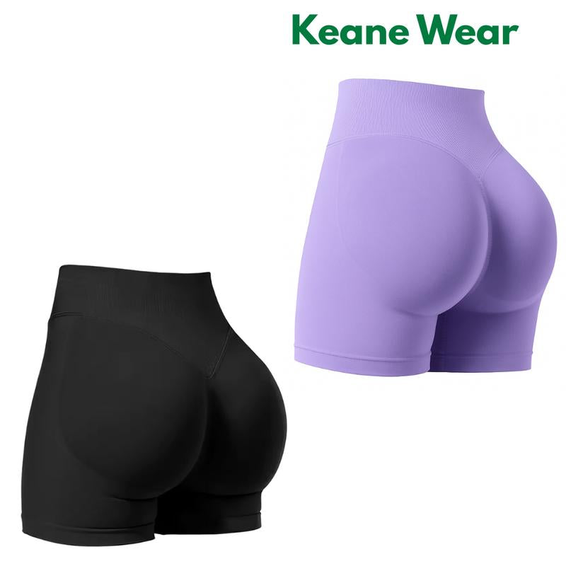 Keane Wear Impact Shorts - Women'S High Waisted Workout & Gym Shorts in Black, 90% Nylon 10% Elastane, Versatile for Workouts & Casual Wear, Plain Design