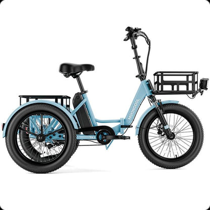 Mooncool 500W TK1 Folding Electric Trike for Adults,1000W Peak Power 16 MPH 70 Miles 3 Wheels Electric Bicycle，48V*14.5 Ah UL 2849 Removable Battery,Ebike