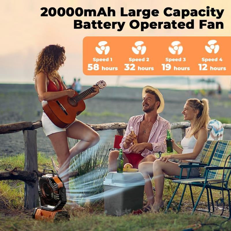 20000Mah Portable LED Camping Fan and Light with Remote Control - USB Charging, Long Battery Life, Adjustable Hanging Design, Suitable for Outdoor Camping, Fishing, and Hiking, Camping Accessories,Ventilador Recargable