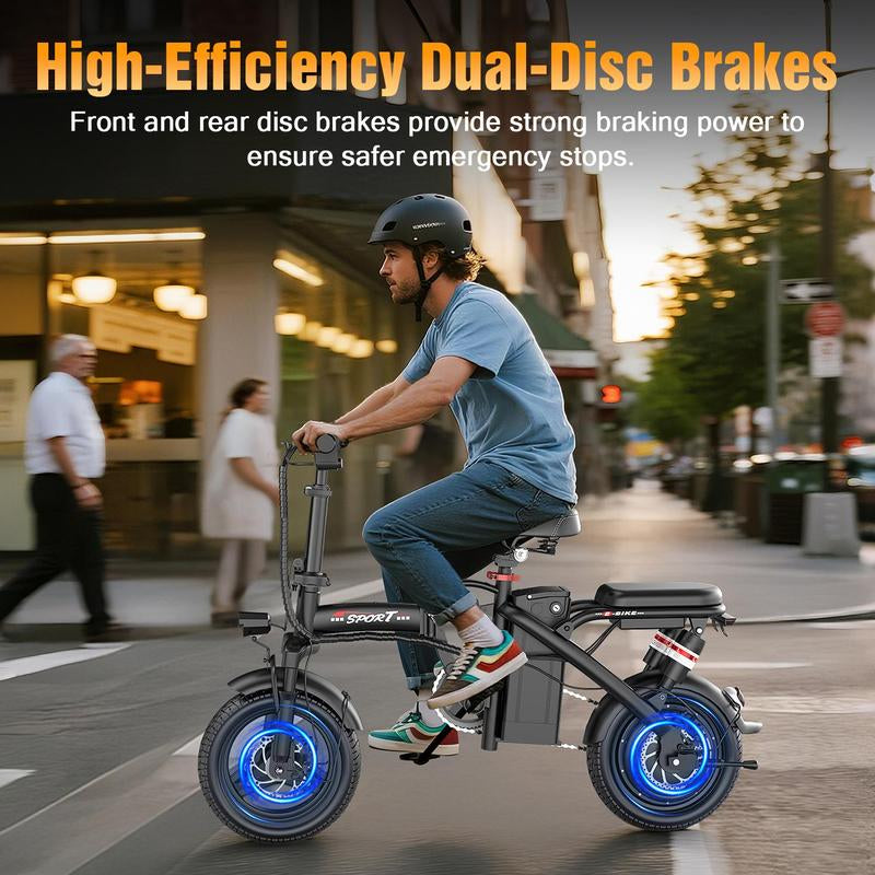 【Get It for $100 Less than Amazon!】Azhar Z8 BIKE | Peak 1200W | 25MPH | 14" Pneumatic Tires | 22-40 Mile Range L Rear Disc Brake L Foldable L Two Seats