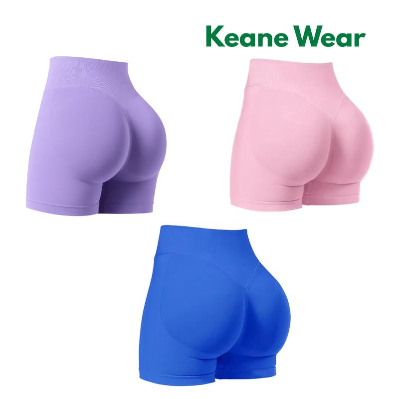 Keane Wear Impact Shorts - Women'S High Waisted Workout & Gym Shorts in Black, 90% Nylon 10% Elastane, Versatile for Workouts & Casual Wear, Plain Design