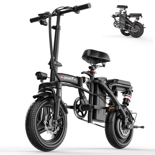 【Get It for $100 Less than Amazon!】Azhar Z8 BIKE | Peak 1200W | 25MPH | 14" Pneumatic Tires | 22-40 Mile Range L Rear Disc Brake L Foldable L Two Seats