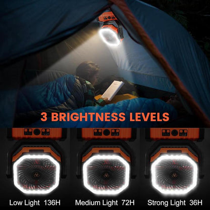 20000Mah Portable LED Camping Fan and Light with Remote Control - USB Charging, Long Battery Life, Adjustable Hanging Design, Suitable for Outdoor Camping, Fishing, and Hiking, Camping Accessories,Ventilador Recargable