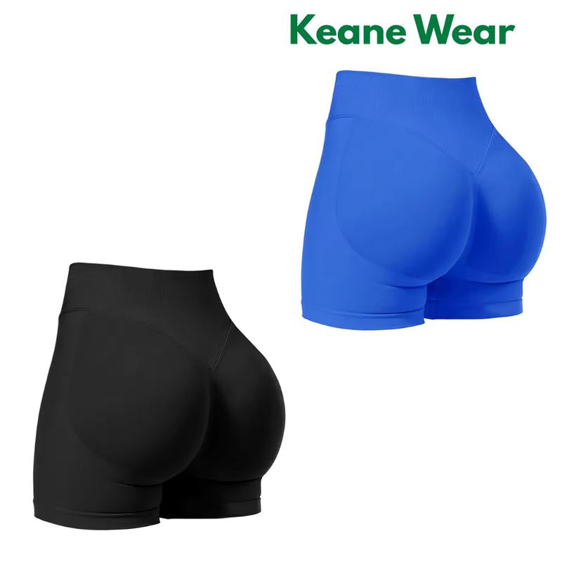Keane Wear Impact Shorts - Women'S High Waisted Workout & Gym Shorts in Black, 90% Nylon 10% Elastane, Versatile for Workouts & Casual Wear, Plain Design