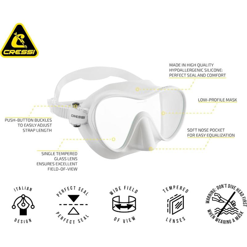 Cressi F1, Scuba Diving Snorkeling Frameless Mask - Perfect Seal Silicone Skirt - Designed in by Cressi