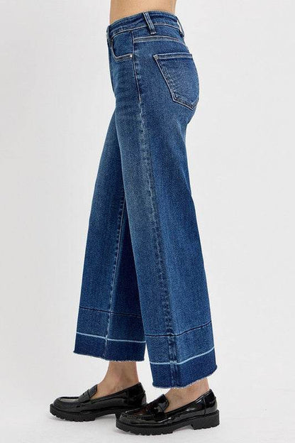 RISEN Full Size Tummy Control High Rise Crop Wide Hem Jeans plus Size