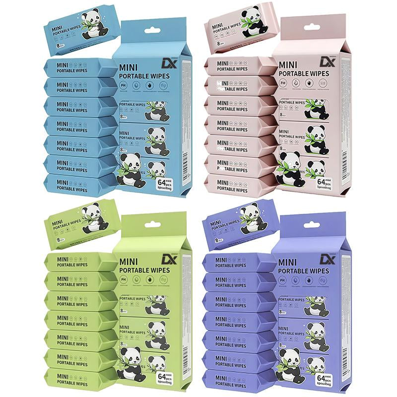 Travel Mini Wipes Set - 16 Packs/32 Packs of 8 Wipes - 128 Wipes/256 Wipes Total - Portable & Compact for Outdoor Travel or Camping - Credit Card-Sized Design - Gentle Formula Suitable for All Ages