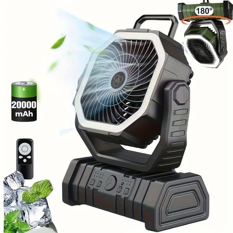 20000Mah Portable LED Camping Fan and Light with Remote Control - USB Charging, Long Battery Life, Adjustable Hanging Design, Suitable for Outdoor Camping, Fishing, and Hiking, Camping Accessories,Ventilador Recargable