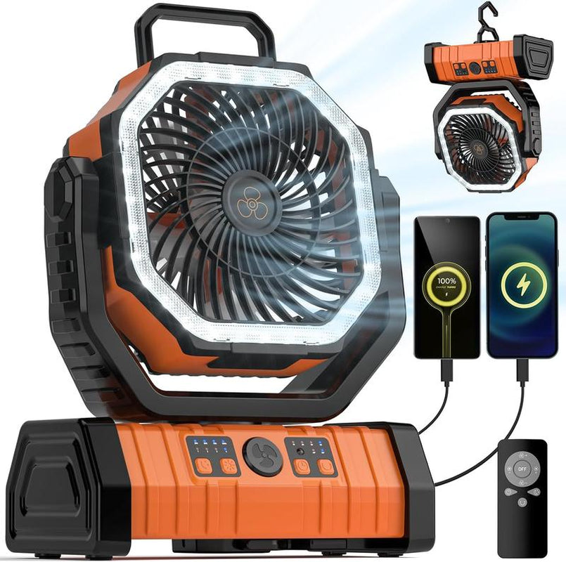20000Mah Portable LED Camping Fan and Light with Remote Control - USB Charging, Long Battery Life, Adjustable Hanging Design, Suitable for Outdoor Camping, Fishing, and Hiking, Camping Accessories,Ventilador Recargable
