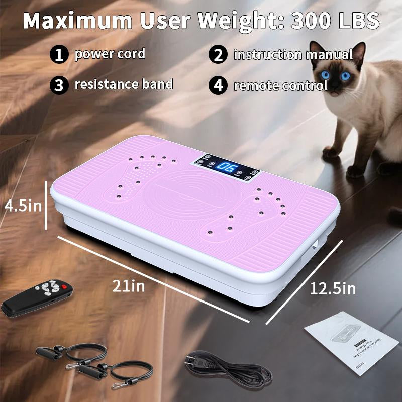 ROTAI Vibration Plates Exercise Machine 300Bs Capacity Lymphatic Drainage Machine Full Body Workout Vibration Plate with 2 Resistance Bands for Wellness and Fitness Home Gym Equipment