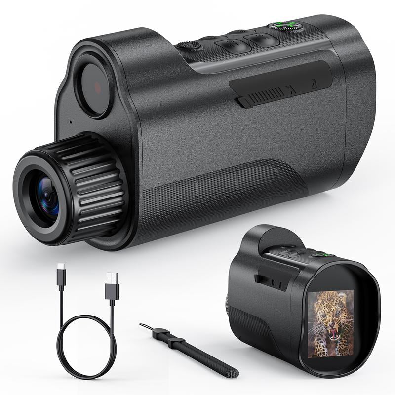 CIGMAN Infrared Digital Monocular Night Vision Goggles, 2 "Ultra HD Screen, 128G TF Card, Black, Compass, 10X Magnification, for Hunting and Night Vision, Birthday Gift,Gift for Man