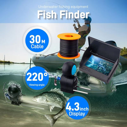 Outdoor Fishing Fish Detector, 4.3-Inch IPS Screen, Three Sided Sunshade, Better Career, Fishing Monitor, 1000 Brightness, Fish Detector, an Excellent Gift for Fishing Enthusiasts
