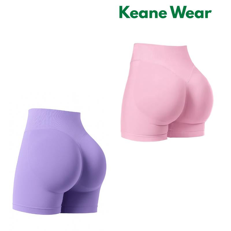 Keane Wear Impact Shorts - Women'S High Waisted Workout & Gym Shorts in Black, 90% Nylon 10% Elastane, Versatile for Workouts & Casual Wear, Plain Design
