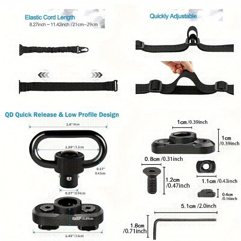 Adjustable Two-Point Tactical Sling, Traditional Outdoor Sport Strap for Molle Bag, Premium Quality Accessories Set