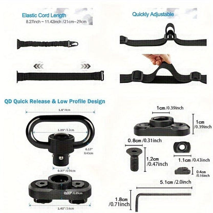 Adjustable Two-Point Tactical Sling, Traditional Outdoor Sport Strap for Molle Bag, Premium Quality Accessories Set