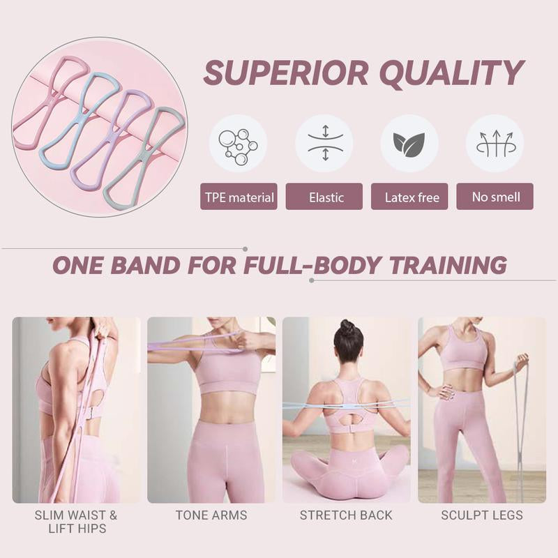 Resistance Bands, Figure 8 Exercise Bands for Women Men, 8 Shaped Resistance Bands for Arms, Chest Expander, Yoga Gym Fitness TPE Material White Training