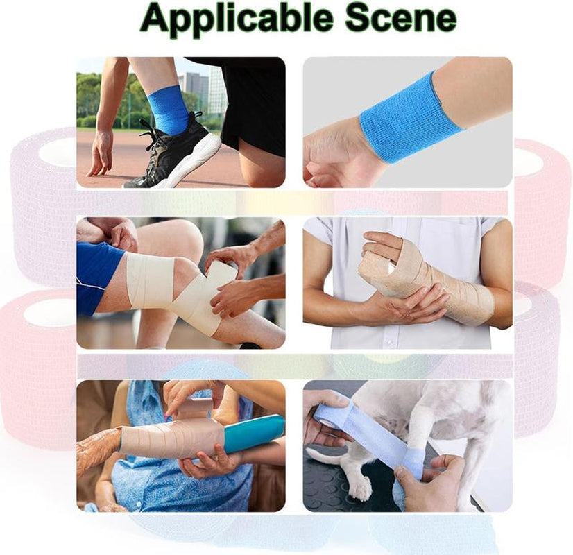 6 Volumes Self-Adhesive Breathable Sports Bandage Elastic Non-Woven Ankle ，Elbow Wrap, Mini Essential Fitness Accessory for Athletic Support
