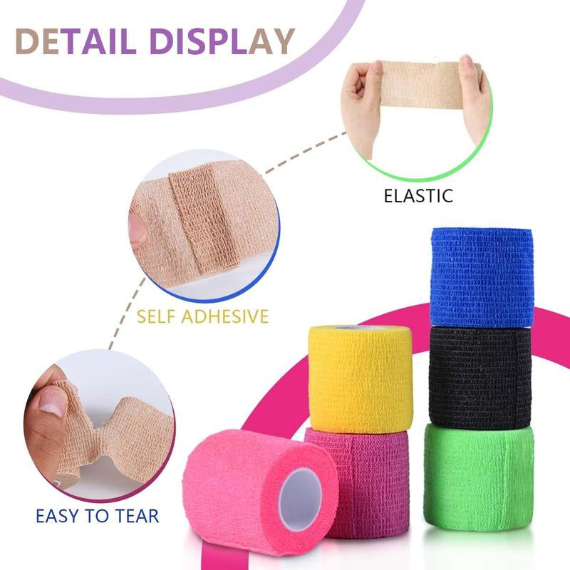 6 Volumes Self-Adhesive Breathable Sports Bandage Elastic Non-Woven Ankle ，Elbow Wrap, Mini Essential Fitness Accessory for Athletic Support