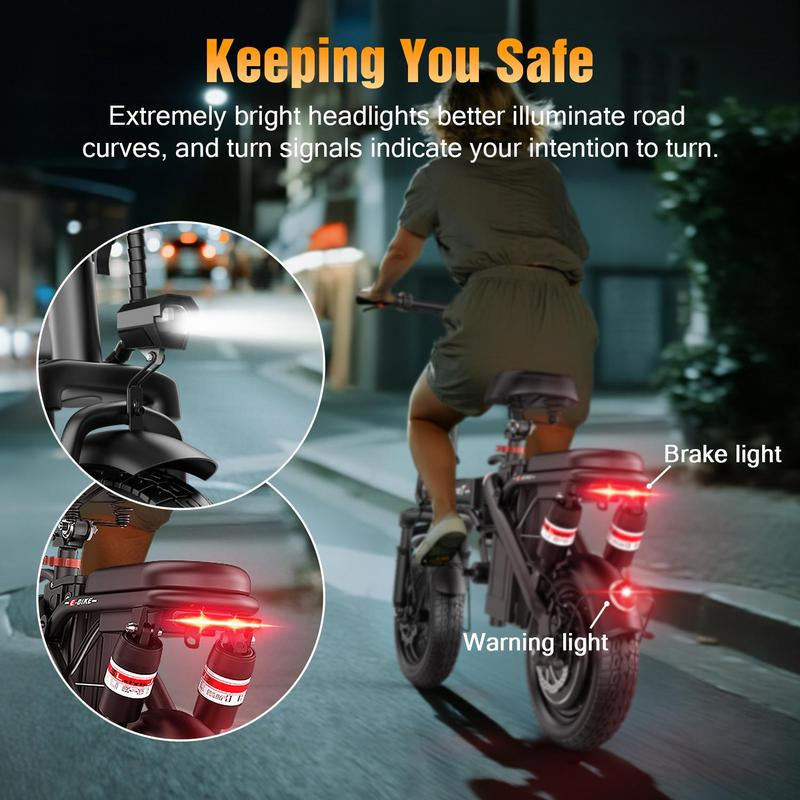 【Get It for $100 Less than Amazon!】Azhar Z8 BIKE | Peak 1200W | 25MPH | 14" Pneumatic Tires | 22-40 Mile Range L Rear Disc Brake L Foldable L Two Seats