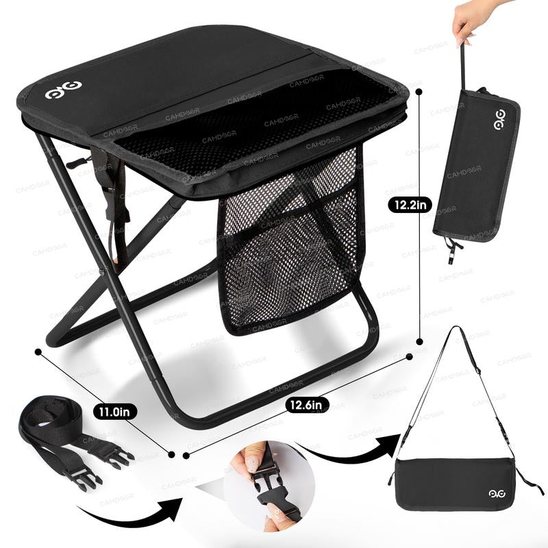 Camdoor Upgraded Foldable Stool Ultra Light 1.5 Lbs Max Load 500Lbs Portable Outdoor Chair with Side Pockets & Shoulder Strap for Camping Hiking Fishing BBQ