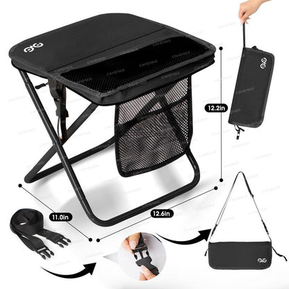 Camdoor Upgraded Foldable Stool Ultra Light 1.5 Lbs Max Load 500Lbs Portable Outdoor Chair with Side Pockets & Shoulder Strap for Camping Hiking Fishing BBQ