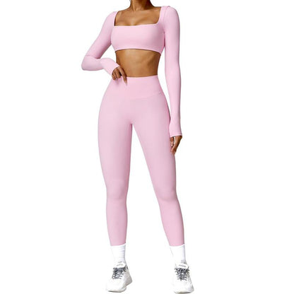 Women Skinny Jumpsuit Solid Color Ribbed Knit Long Sleeve Square Neck Bodycon Jumpsuit Romper Work Out Sport Yoga Playsuits
